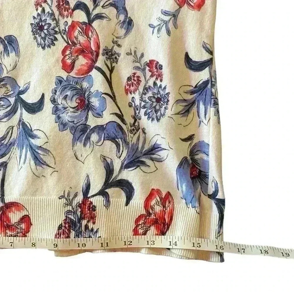 Karen Scott Vintage Women’s Button-down Cardigan Sweater Blue Roses Print Size S - Picture 9 of 11